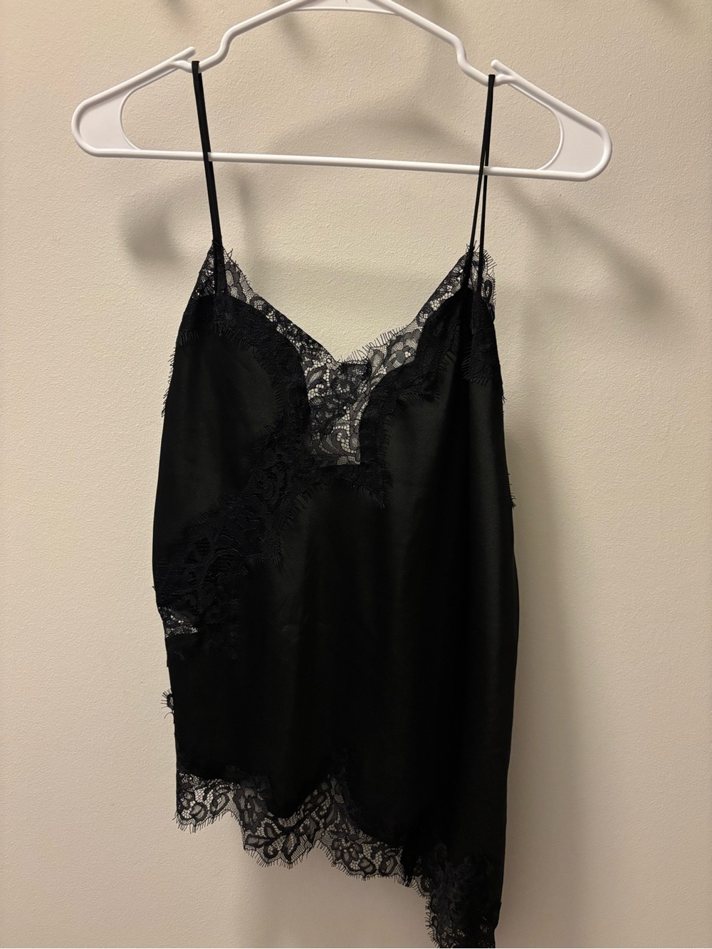 Zara Black Satin Lace-Trim Slip Chemise